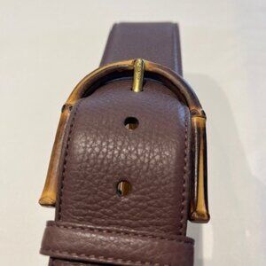 GUCCI LEATHER BELT WITH BAMBOO BUCKLE
